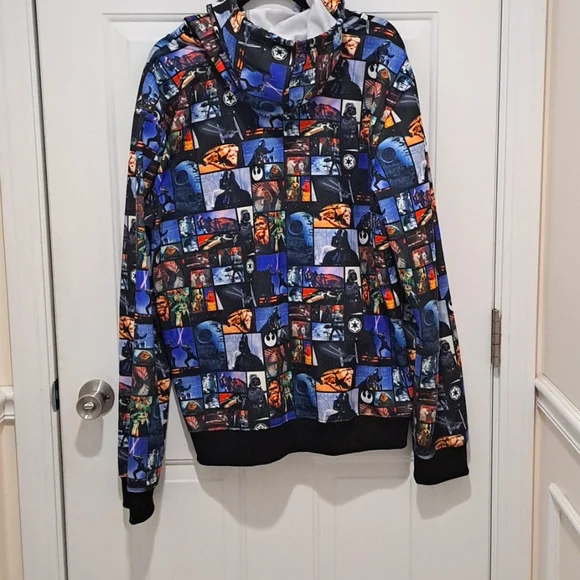 NWOT Star Wars Zip Hoodie Size Large 2XL Movie Scenes Luke Darth Vader - Picture 4 of 4